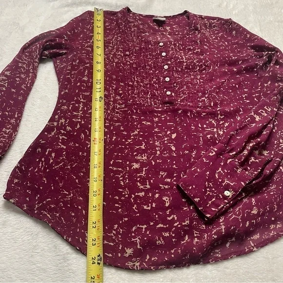CONVERSE One Star Plum Button Pintuck Blouse M - Picture 10 of 13